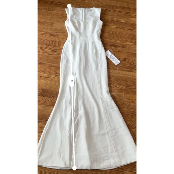 Dress the Population Sandra Plunge Crepe Trumpet Gown off white size Xxs - Picture 3 of 15